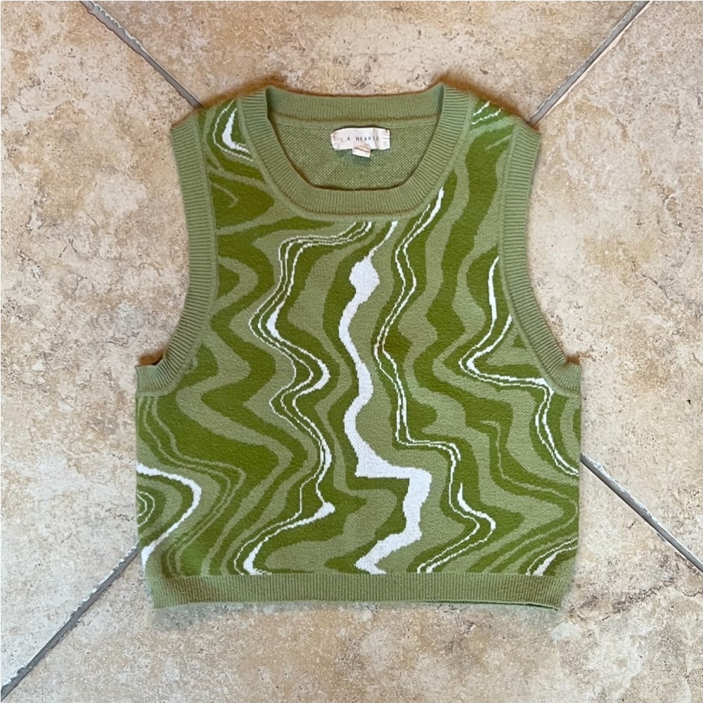 Green swirl-print Knit Sweater Tank (L.A. Hearts by PacSun)